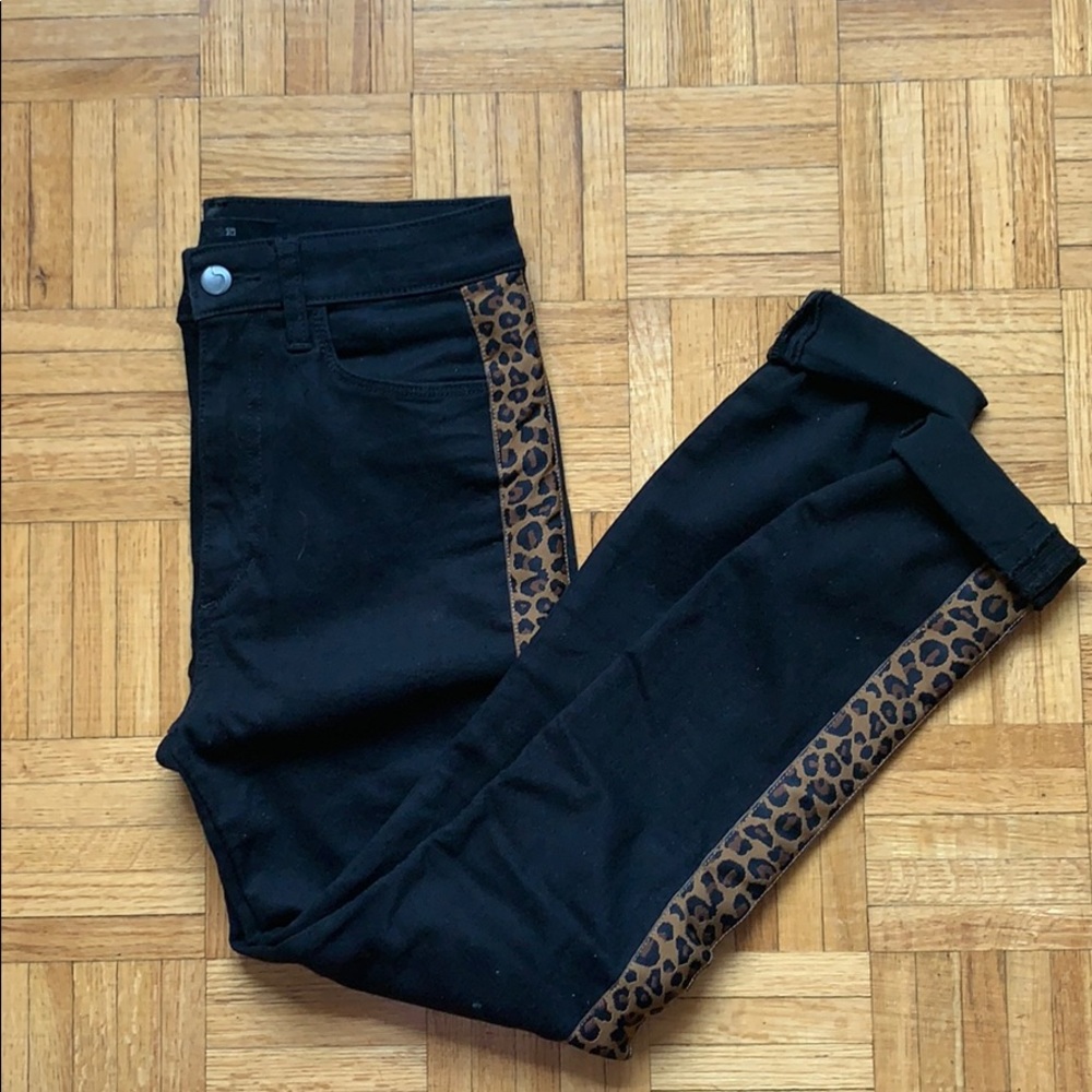 Joe Jeans black high rise skinny cheetah stripe Size 27